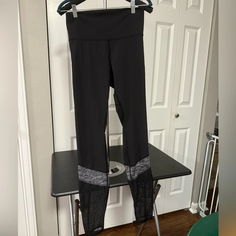lululemon athletica If You’re Lucky Leggings 30in Inseam Black Gray Mesh 8